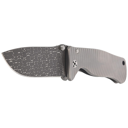LionSteel SR2 Grey Titanium, Lizard Chad Nichols Damascus by Molletta (SR2DL G)