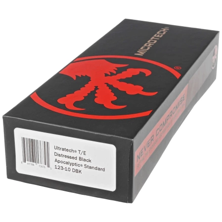 Microtech Ultratech T/E OTF Knife Distressed Black Aluminum, Apocalyptic M390 by Tony Marfione (123-10DBK)