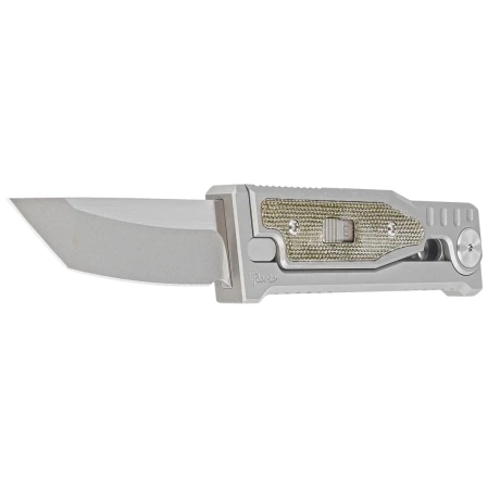 Reate Knife Mini EXO OTF Gravity T/E Bead Blasted Titanium/Green Micarta, Stonewashed CPM 3V