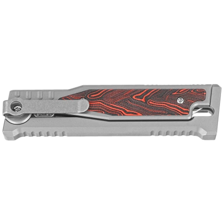 Nóż grawitacyjny Reate EXO-M Gravity Drop Point Bead Blasted Titanium/Damascus Red-Black G10, Satin Elmax