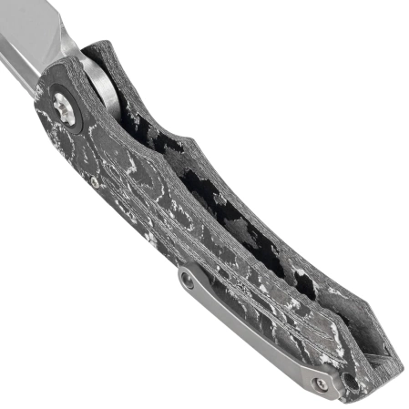 Heretic Knife Pariah Manual White Camo Carbon Fiber, Stonewashed MagnaCut by Tony Marfione Jr.