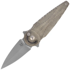 Nóż składany FOX Saturn OD Green Canvas Micarta, Coarse Stone Washed N690Co by Denis Simonutti (FX-551 MOD)