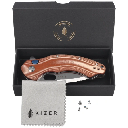 Kizer Roach XL Knife Brown Norplex UltreX™ Micarta, Satin 14C28N by Matt Degnan (V4477BDA1)
