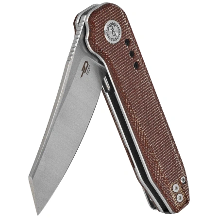 Nóż składany Bestech Syntax Natural Micarta, Stonewashed/Satin 14C28N by Todd Knife and Tool (BG40E)