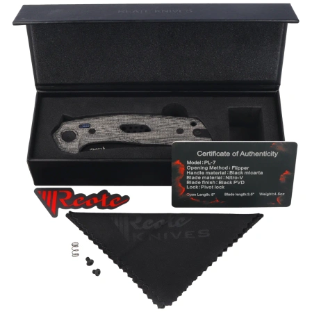 Reate PL-7 Knife Black Micarta, Black PVD Nitro-V (PL-7 BKM PVD)