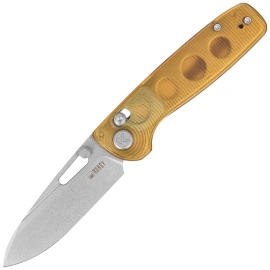 Kubey Bluff Knife Translucent Ultem, Sandblasted 14C28N by Garet Caronna (KU248E)