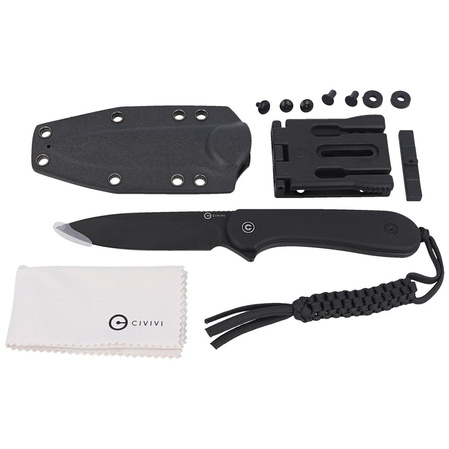 Civivi Elementum Fixed Tactical Knife Black G10, Black Stonewashed D2 (C2105A)