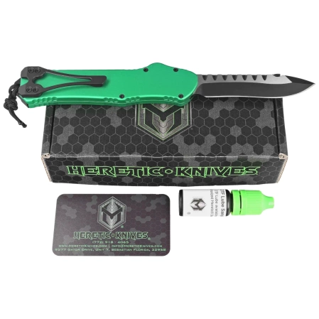 Heretic Knife Hydra R/E Toxic Green Aluminum, Black DLC/Satin MagnaCut by Tony Marfione Jr.