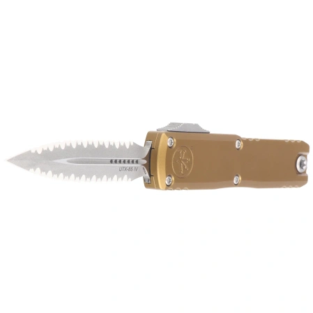 Nóż automatyczny OTF Microtech UTX-85 Gen IV D/E Tan Aluminium, Apocalyptic F/S M390MK by Tony Marfione (12324-D12APTA)