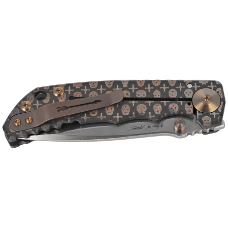 Nóż składany Spartan Blades Harsey Folder ''Gilded Skulls'' Titanium, Stonewashed MagnaCut