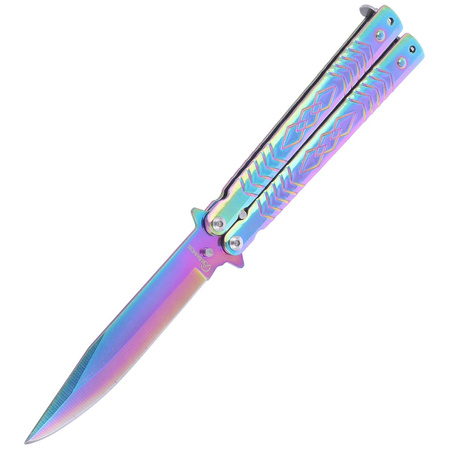 Martinez Albainox Balisong Steel Butterfly Knife, Rainbow Finish (02193)