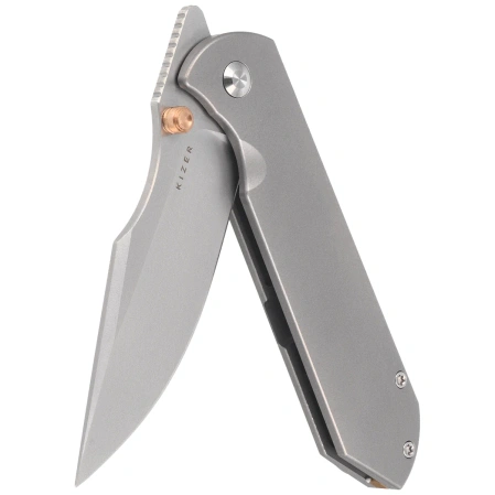 Nóż składany Kizer Harpoon Fold Gray Titanium, Stonewashed Elmax by Maverick Customs (Ki4784A1)