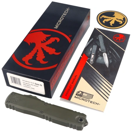 Nóż automatyczny OTF Microtech Ultratech Gen IV D/E Cerakote OD Green Aluminium, Cerakote OD Green M390MK by Tony Marfione (11224-1COD)