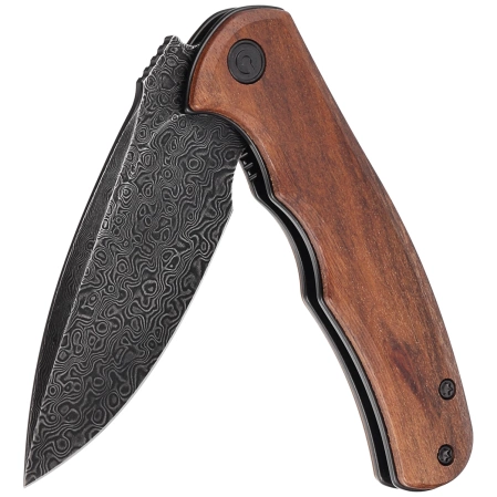 Civivi Mini Praxis Knife Guibourtia Wood, Black Hand Rubbed Damascus (C18026C-DS1)