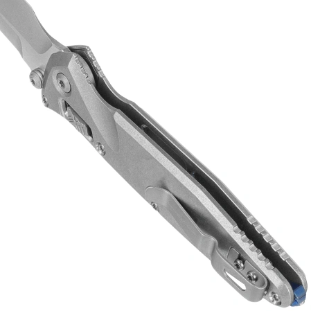 Microtech Socom Ram-Lok S/P-M Marfione Select Knife Gray Titanium, Blue HW, Stonewashed M390MK by Tony Marfione (160RL-10SMS3)