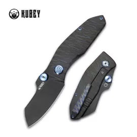 Kubey Monsterdog Knife Flamed Titanium, Black Stonewashed M390 by Dmitry Osarenko (KB285E)