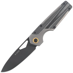 Kizer Serpentine Knife Gray Titanium / Black Micarta, Matte Ultra DLC Elmax by Jonathan Styles (Ki3759FDA2)