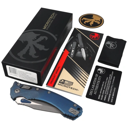 Nóż składany Microtech Amphibian Ram-Lok S/E Marfione Select Blue Slab Side Titanium, Blue HW, Apocalyptic M390MK by Tony Marfione (137RL-10APMS2)