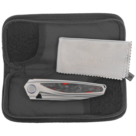 Rike Knife RK-Baidi-T-P/RCF Gray Titanium / Red Carbon Fiber, Bead Blasted M390