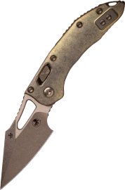 Microtech M-Stitch Ram-Lok S/E Marfione Select Knife Antique Gold Slab Side Titanium, Bronze HW, Bronzed Stonewashed M390MK by Borka Blades and Tony Marfione (169MRL-13MS2)