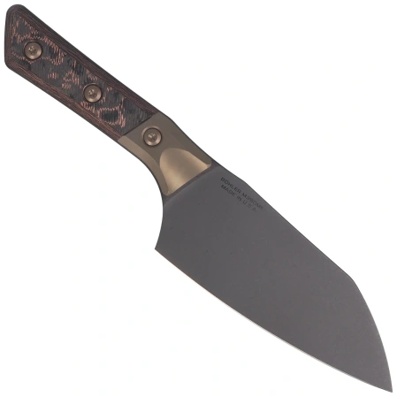 Microtech Santoku 6'' Signature Kitchen Knife Bronze Titanium Bolster / Live Wire Carbon Fiber, Black DLC M390MK (3200B-1DLCLWCFS)