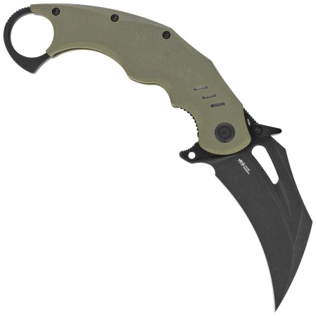 Kubey Wrath Knife Green G10, Blackwashed 14C28N by MUZI Design (KU261F)