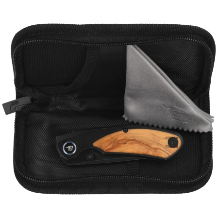 Nóż składany Bestech Lito Black Titanium / Olive Wood, Black Stonewashed M390 by Ostap Hel (BT2307C)