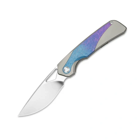 Kizer Topsail Knife Silver / Blue Crystallized Titanium, Satin S45VN by Jonathan Styles (Ki3735A1)