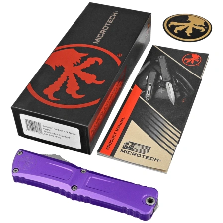 Microtech Combat Troodon Gen III S/E OTF Knife Purple Aluminum, Apocalyptic M390MK by Tony Marfione (1143-10APPU)