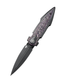 Nóż składany Bestech Ika Dagger Black Titanium/Purple Haze Fatcarbon, Black PVD M390 by Tashi Bharucha (BT2602F)