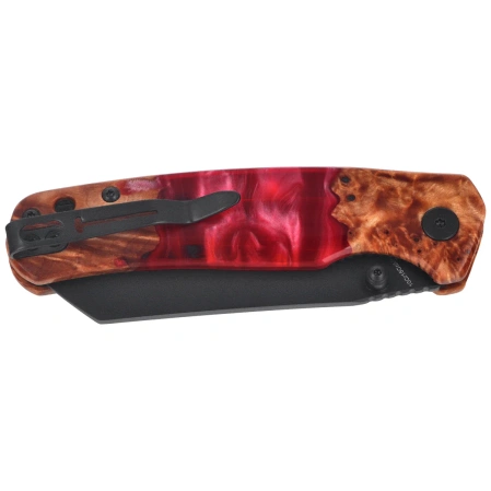 Nóż składany Bestechman Cicada's Wing-TL Red Resin / Wood, Black PVD 10Cr15CoMoV (BMK24-W-1)