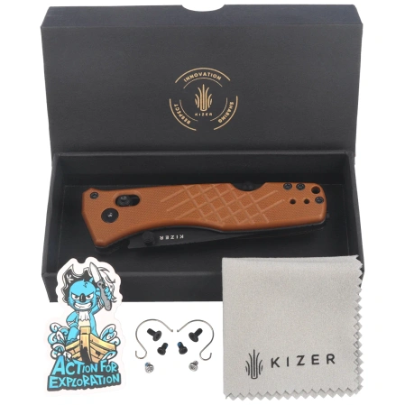 Kizer Aegis T Knife Brown G10, Black PVD AEB-L by Azo (V3774CTA3)