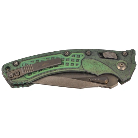 Microtech Marfione Select Amphibian Ram-Lok S/E Antique Green Frag Titanium, Bronzed Stonewashed M390MK by Tony Marfione (137RL-13FRMS1)