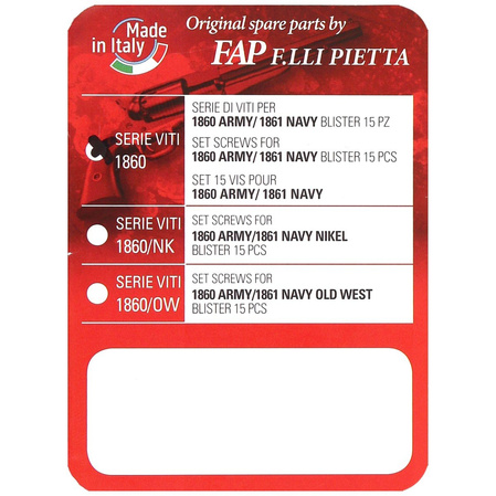 Zestaw 15szt śrub do rewolweru Pietta 1860 Colt Army, 1861 Colt Navy (SERIE VITI 1860)