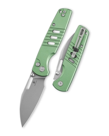 Nóż składany Bestechman Vector Green Aluminium, Bead Blasting D2 (BMK15C)