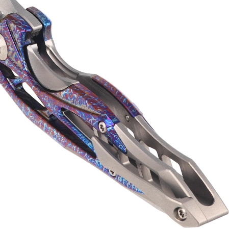 Nóż składany WeKnife Arrakis LE Gray / Flamed Titanium, Hand Rubbed Satin Vanax by Elijah Isham (906K)