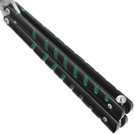 Third Decor Habitat Balisong Knife Black/Green Stainless Steel, Satin 420 (16071V)