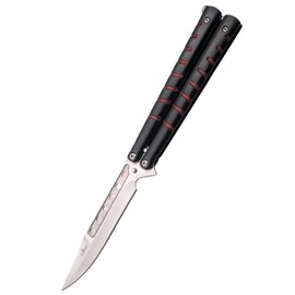 Third Decor Habitat Balisong Knife Black/Red Stainless Steel, Satin 420 (16071R)