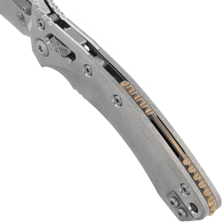 Microtech Amphibian Ram-Lok S/E Marfione Select Knife Stonewashed Slab Side Titanium, Bronze HW, Stonewashed M390MK by Tony Marfione (137RL-10MS1)