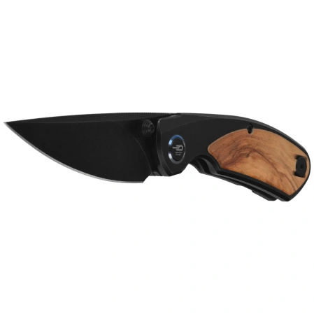 Bestech Lito Knife Black Titanium / Olive Wood, Black Stonewashed M390 by Ostap Hel (BT2307C)
