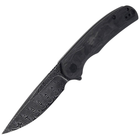 CIVIVI NOx Marble Carbon Fiber Black/Gray, Black Damascus (C2110DS-1)