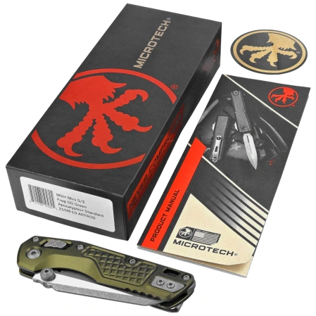 Microtech MSI Mini S/E Knife Frag OD Green Aluminum, Apocalyptic M390MK by Tony Marfione (210M-10APFROD)
