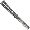 Nóż składany motylek Third Decor Habitat Balisong K3101 3D Poker Skull Print 420, Comb-Style Blade 420 (TH-K3101)