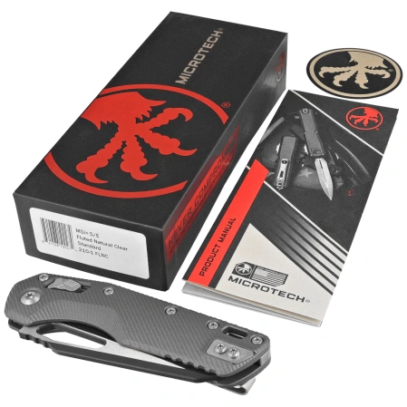 Microtech MSI S/E Knife Fluted Natural Clear Aluminum, Black Cerakote M390MK by Tony Marfione (210-1FLNC)
