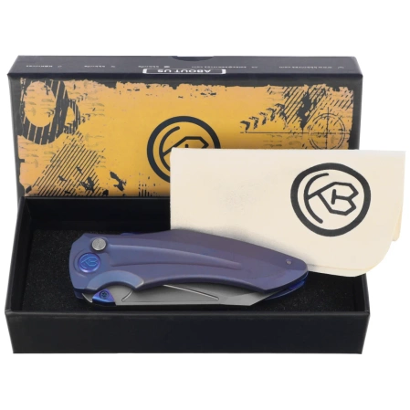 Nóż składany Kubey Sumo Blue Titanium, Stonewashed CPM 20CV by Jake Hoback (KB400C)