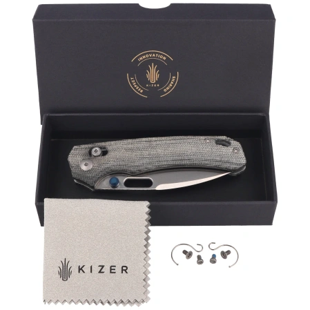 Kizer Outposter Knife Black Norplex UltreX™ Micarta, Satin Nitro-V (V3802CDA1)