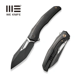 WeKnife Ignio Mystery Box Knife Black Titanium, Black Stonewashed/Satin CPM 20CV by Toni Tietzel (WE22042B-1 MB)
