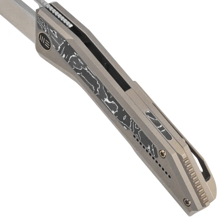 WeKnife Inceptus Knife Champagne Titanium/Aluminum Foil Carbon Fiber, Satin M390 by Robert Saniscalchi (WE25017-4)