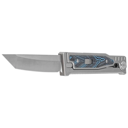 Reate EXO-M Gravity T/E Knife Bead Blasted Titanium/Damascus Blue-Black G10, Satin Elmax