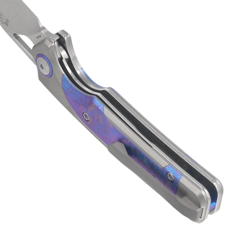 Kizer Ara Knife Silver / Purple Snowflake Titanium, Hand Brushed S45VN Jonathan Styles & Paul Munko (Ki3729A3)